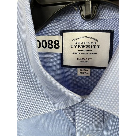 charles tyrwhitt men dress shirt jermyn street london Non Iron Classic Fit Blue - Picture 6 of 7